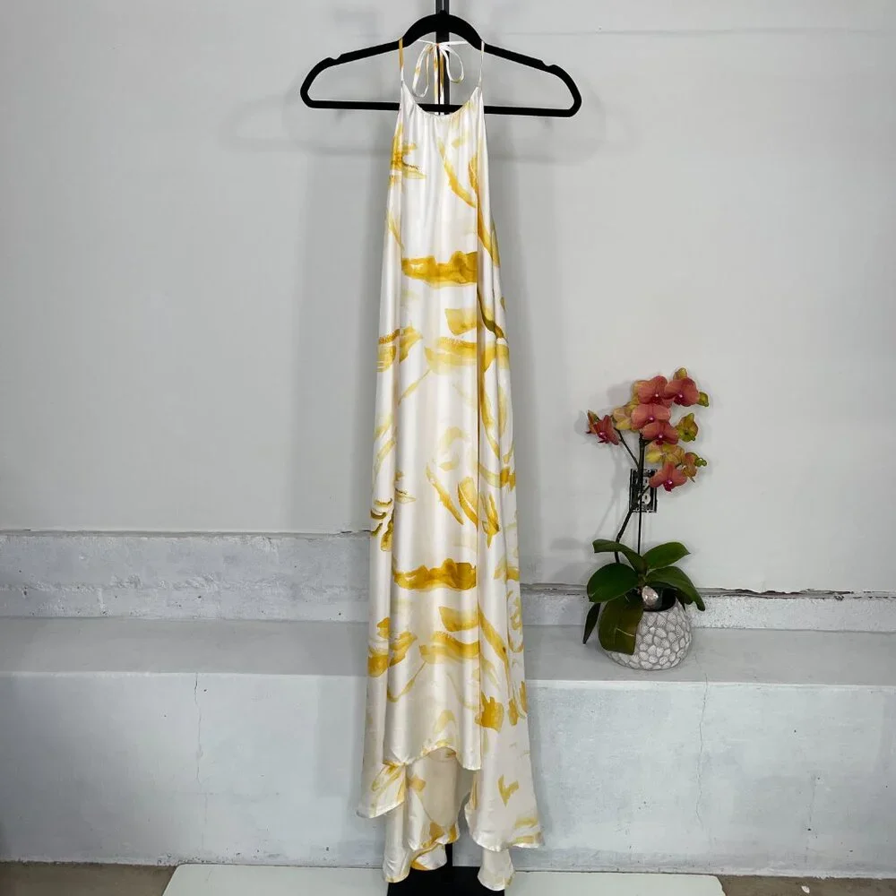 NWT Cult Gaia Womens Yellow Multicolor Chelsea Floral Silk Midi Dress Size M - Picture 4 of 14